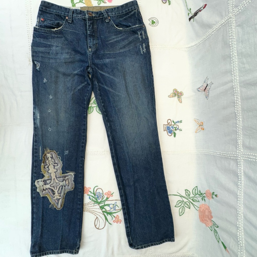 Vintage Oakley Slim Fit Straight Leg Jeans 33x32 Bullet Distress 90s Style